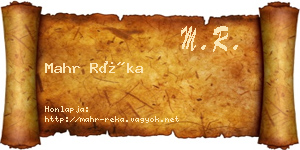 Mahr Réka névjegykártya
